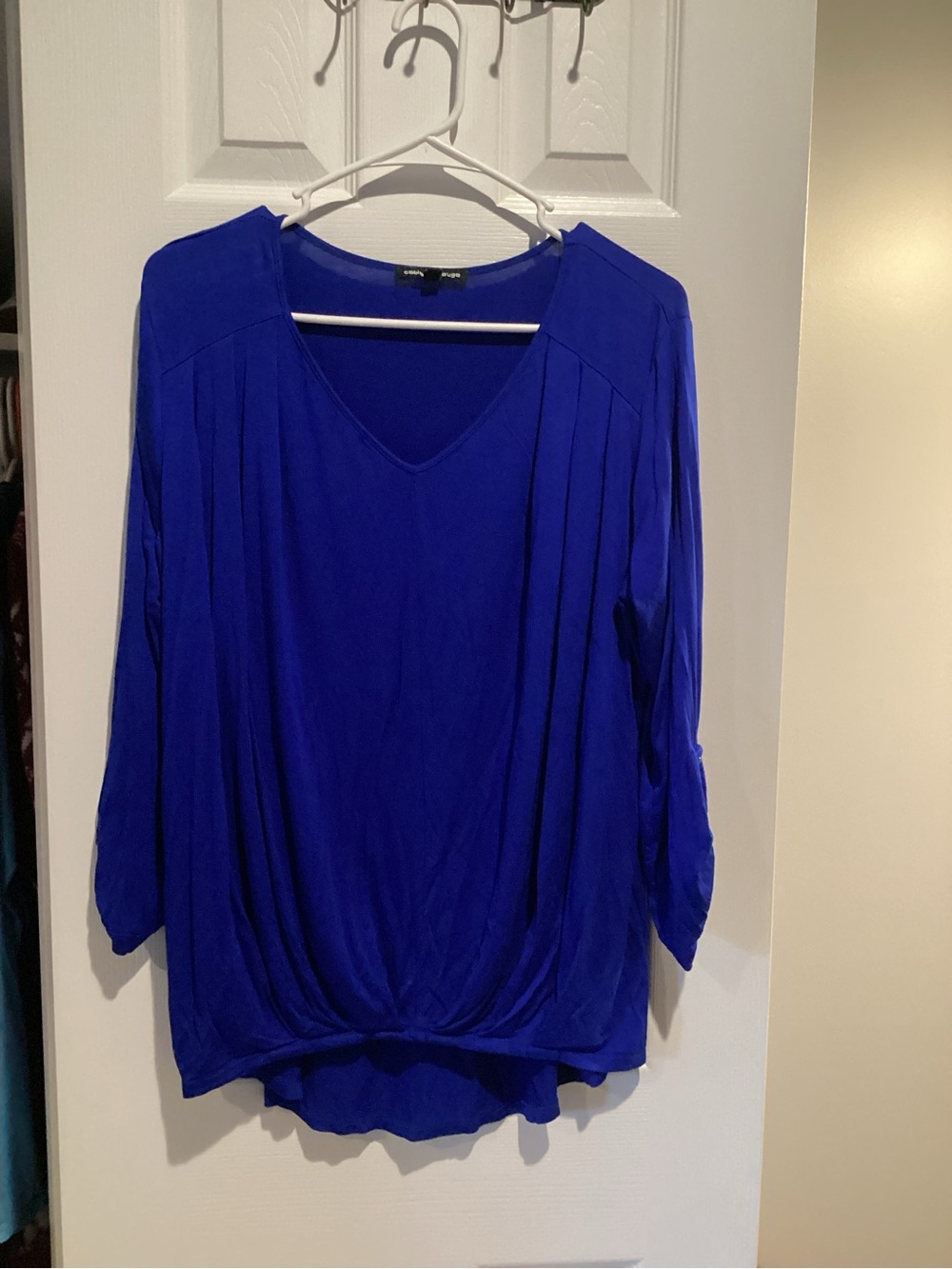 Cable & Gauge Royal Blue V-Neck Draped Tunic